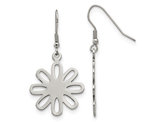 Stainless Steel Large Polished Flower Dangle Earrings